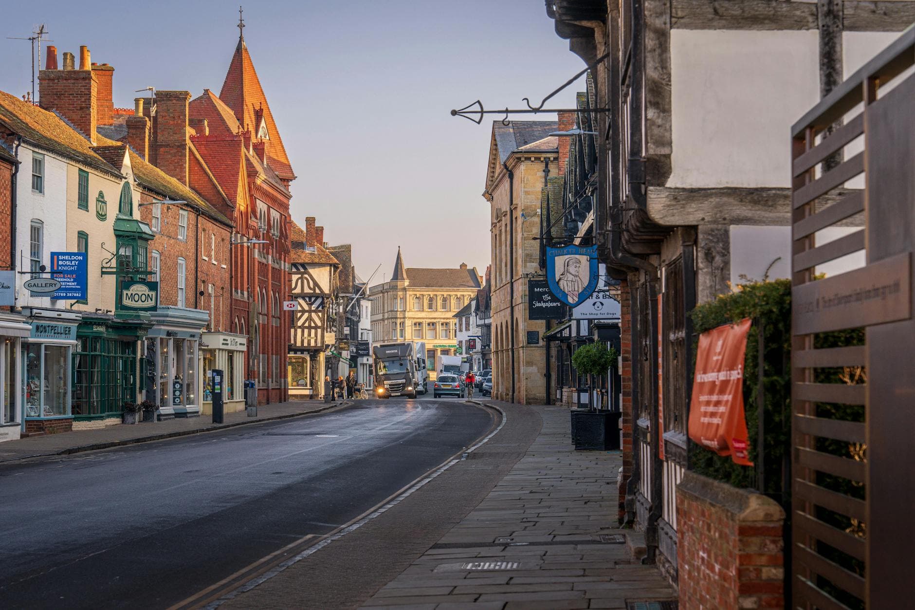 Busy independent shops on a local high street