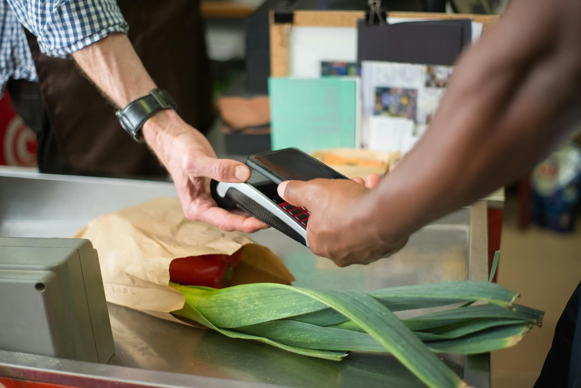 Retail checkout counter with point of sale system